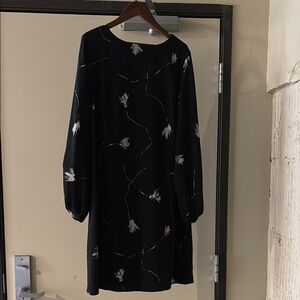 A New Day Black Dress with White Floral Accents